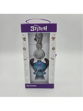 Disney Stitch Pave Crystal Keychain 3D Sparkly Bag Charm NEW